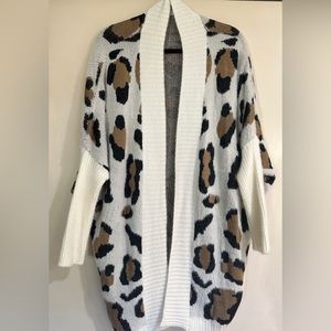 White Animal Print Cardigan